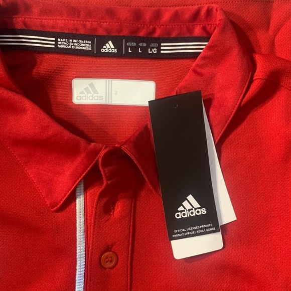 New Adidas Mens Utility Polo Shirt Golf Top Red - Picture 4 of 13